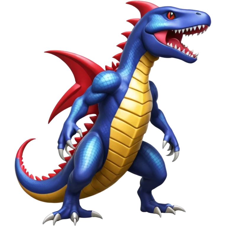 Shiny Exotic Colorful epic Garchomp-Koraidon-Fakémon-hybrid-creature (full body)  emoji