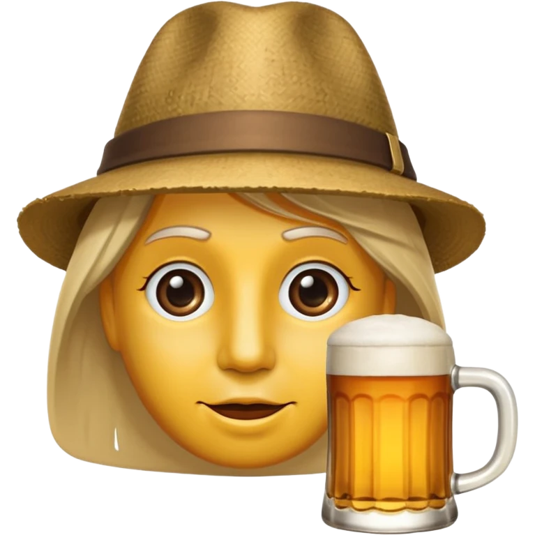 Erstelle das WhatsApp Emoji "zwinkerndes Gesicht" mit Bierkrug und Hut emoji