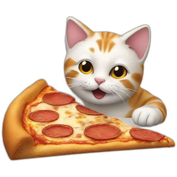 Cat eating pizza emoji