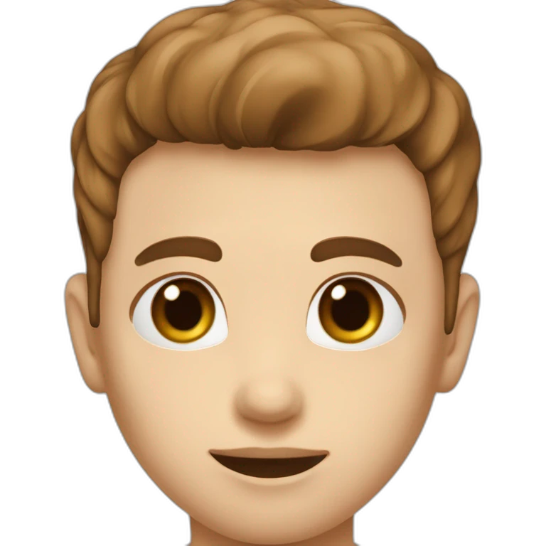 Garçon cheveux lisses marron yeux marron peux beige emoji