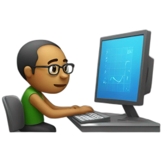 mathematician programmer sitting at the computer emoji