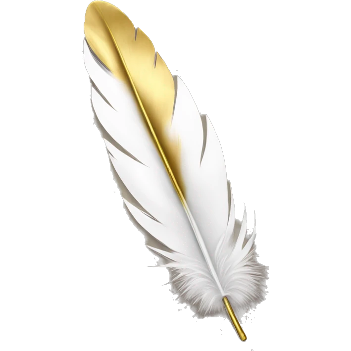 White feather with gold top tip emoji