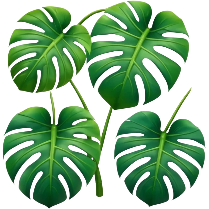three small icons of mostera leaves emoji