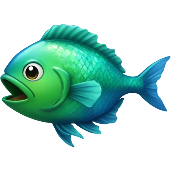 Shiny blue and green fish emoji