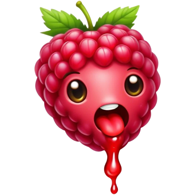 A raspberry easts a raspberry emoji