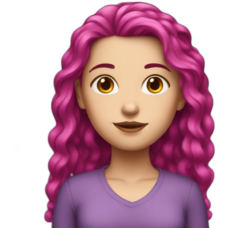 White girl with medium long magenta hair  emoji