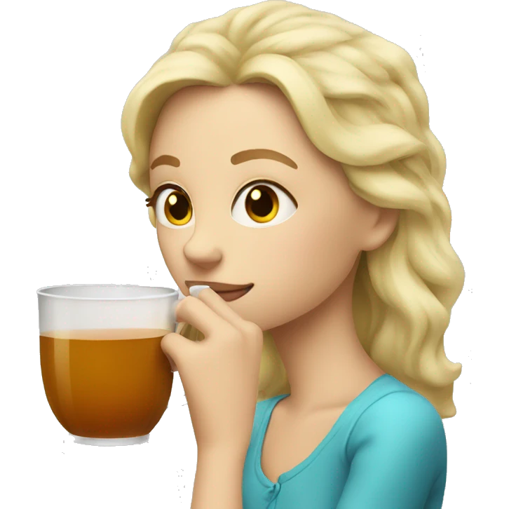 Blonde girl sipping tea emoji