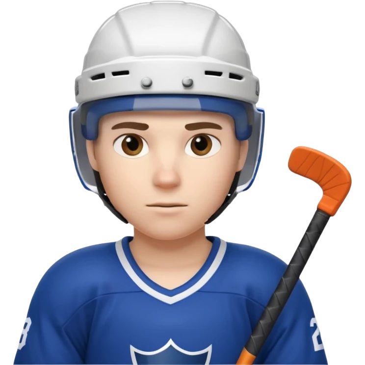 ice hockey player portrait, head and shoulders only, wearing hockey helmet with visor, team jersey collar, holding hockey stick near shoulder, focused competitive expression, 3D cartoon style, mobile game icon style, clean background, no text, no watermark

 emoji