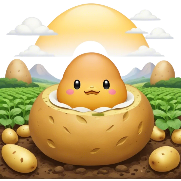kawaii gudetama meditating potato landscape emoji