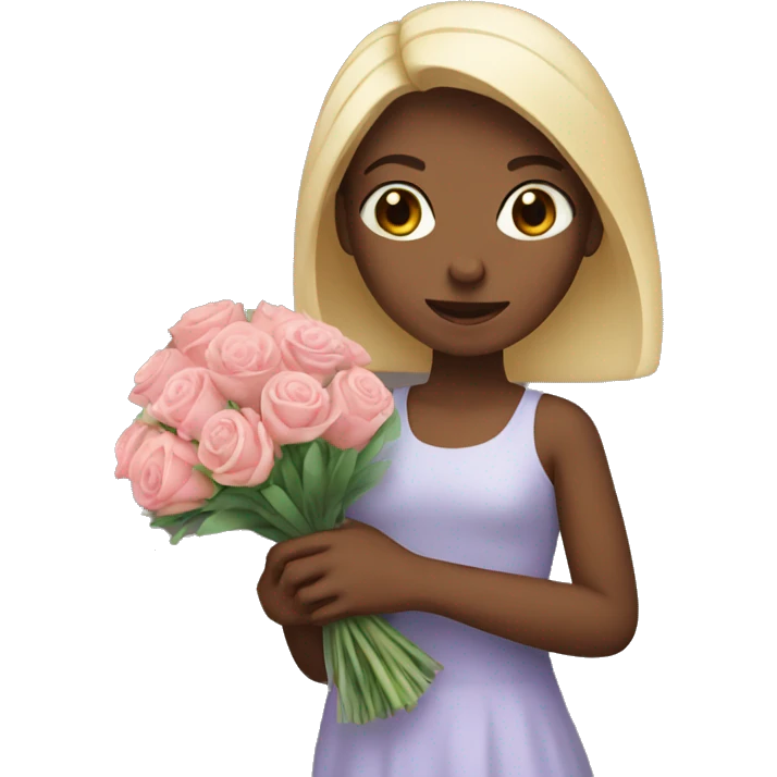 Girl holding bouquet  emoji