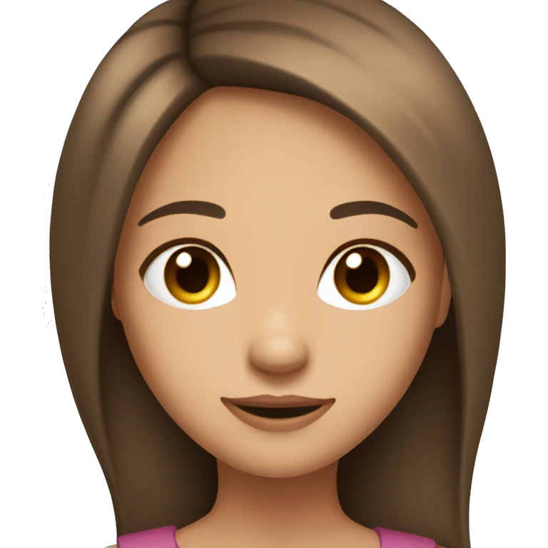 Tail girl with brown straight hair, brown eyes, straight and long beautiful face, looking straight to the camera emoji