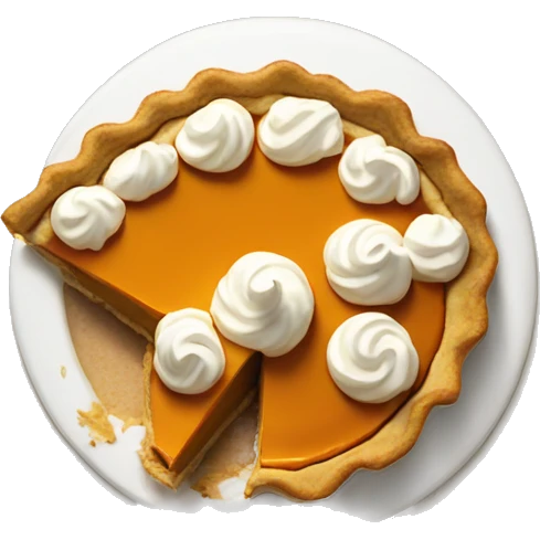 Slice of pumpkin pie with too much whipped cream on it emoji
