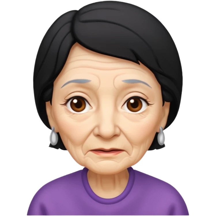 emoji de mujer anciana, arrugas visibles, pelo negro emoji