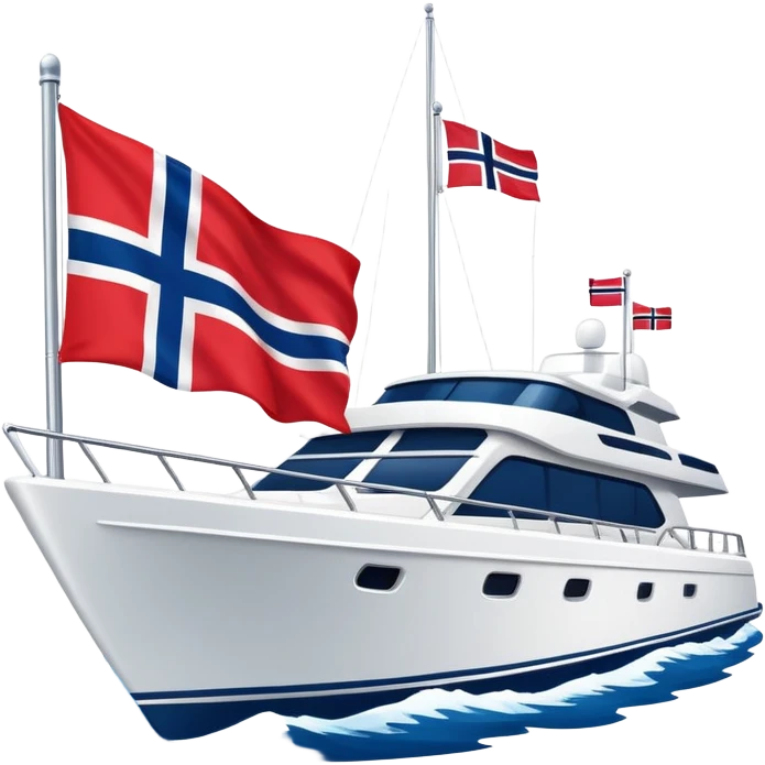 Norwegian flag attached to a yacht boat emoji