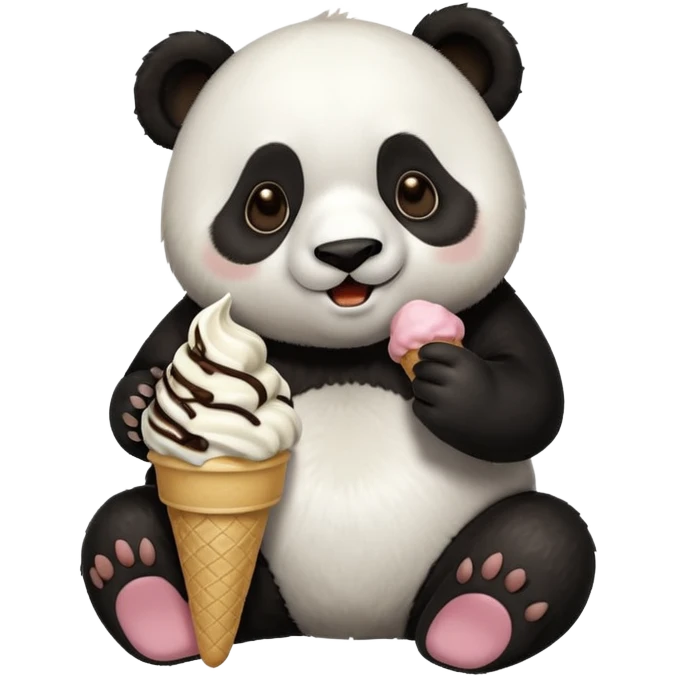 Panda eating ice cream emoji