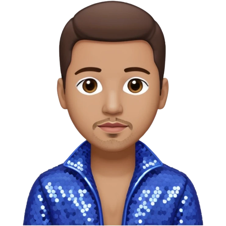 Mark Calderon, R&B Singer (b. 1970) from Color Me Badd with brown hair, periwinkle sequin outfit emoji
