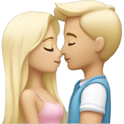 Cute fair-skin blonde white couple kissing emoji