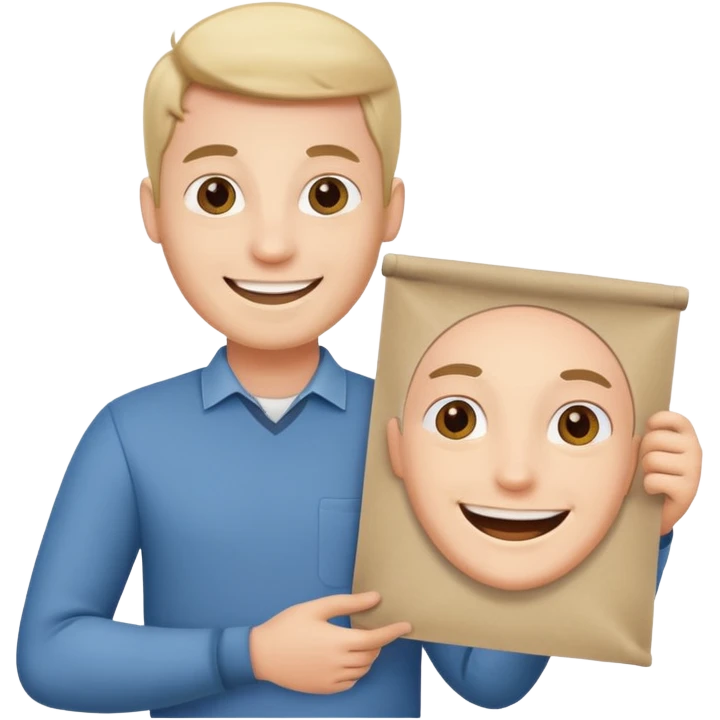 man holding banner emoji