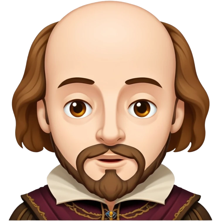 Shakespeare as a fun cartoon character with exaggerated dramatic expression emoji