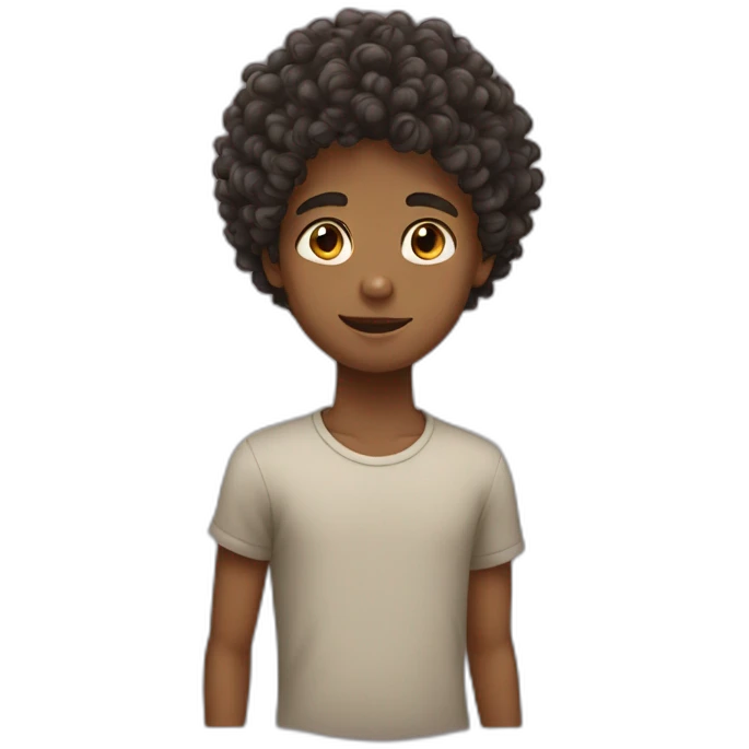 Boy with curly mesi hair  emoji