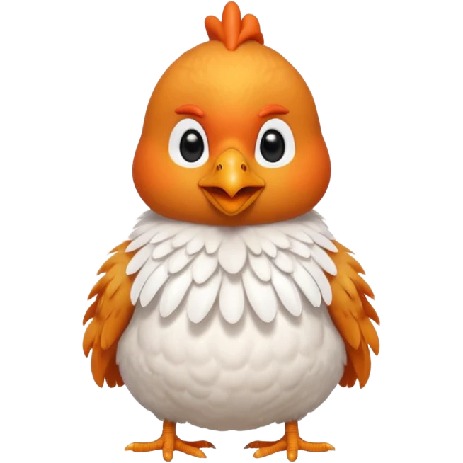 cute chicken sitting down wearing a fluffy white pile vest emoji