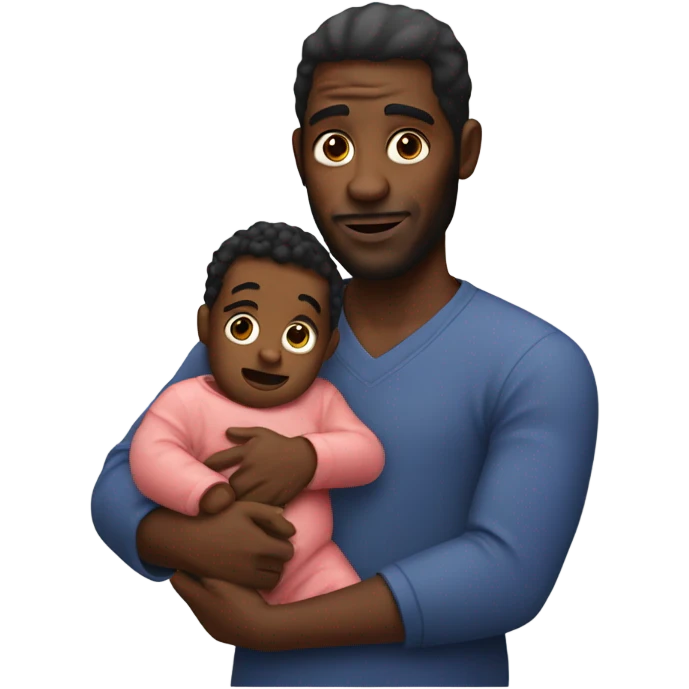 black man holding a baby covered in ketchup emoji