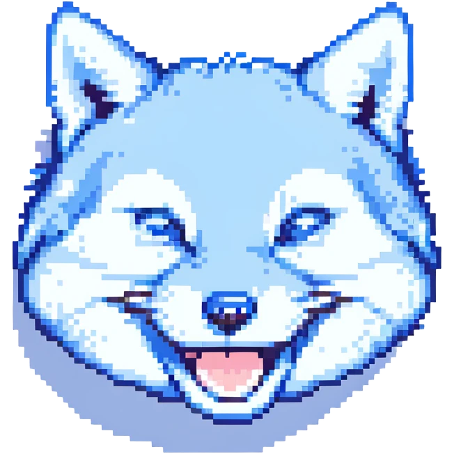 blue fox face laughing emoji