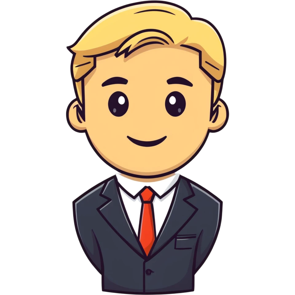 Oleg Tinkov, smiling, blond hair, wearing a business suit emoji