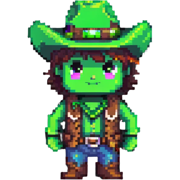 Cowboy character with a bright green hat emoji
