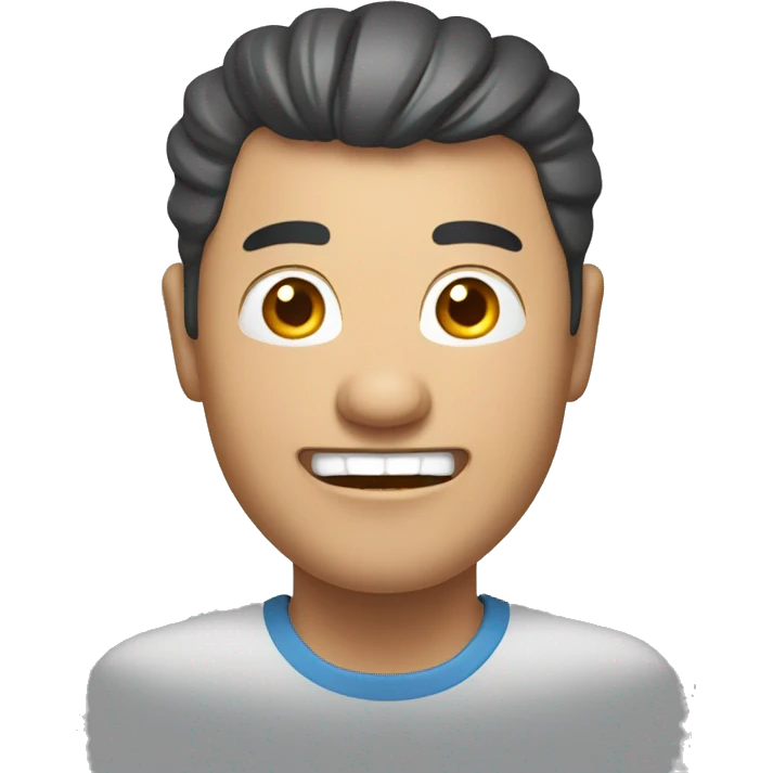 Smiling Mongolian man have a surprised  emoji