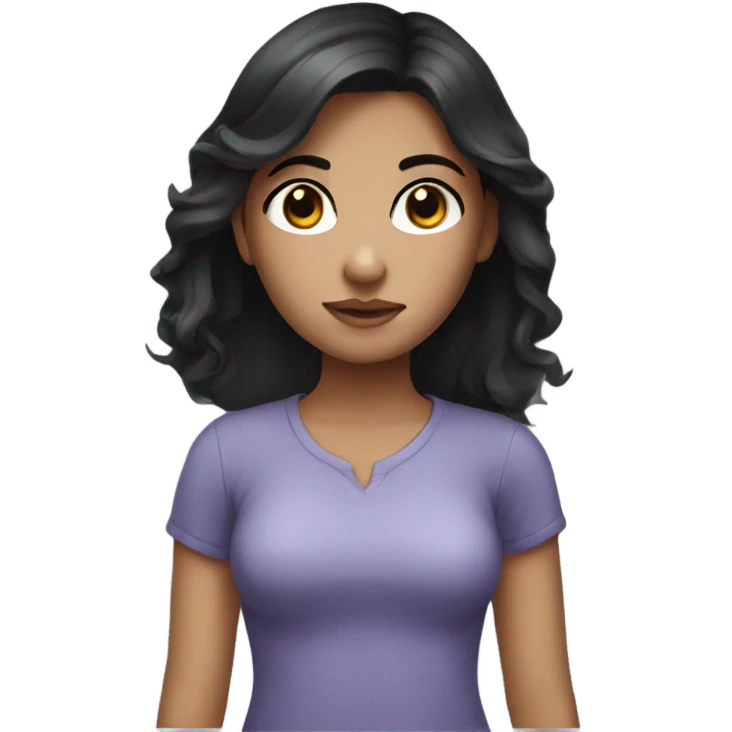 Girl with dark hair and cute face with dark eye  emoji