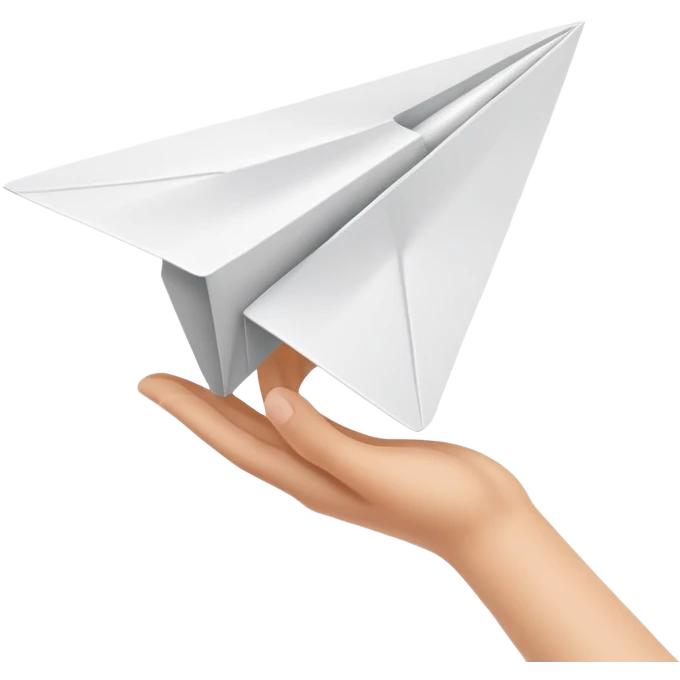 hand throwing a paper airplane, fun and dynamic emoji
