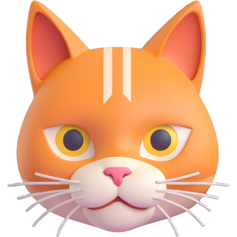 3D emoji style cat head only with neutral face inspired by Ethereum logo for a crypto project emoji