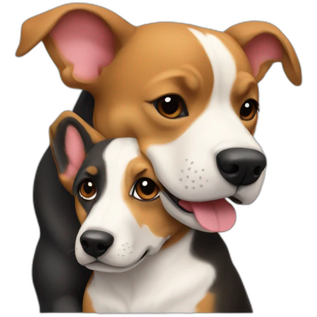 Dark Pitbull and Pembroke Welsh Corgi Hugging emoji
