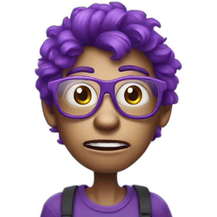 nerdy violet monster in doubt emoji