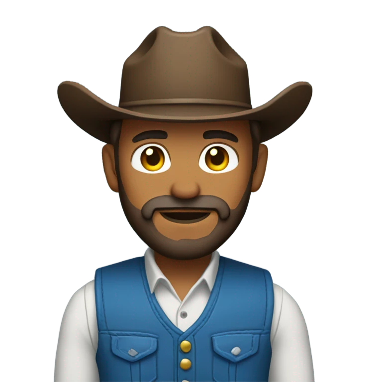 Cowboy with a  beard and blue vest emoji