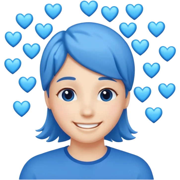 Head 🥰of love with blue hearts emoji