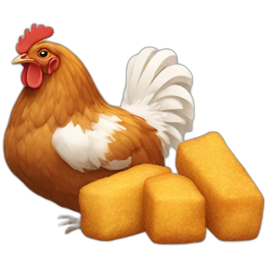 Un poulet qui mange un nugget emoji