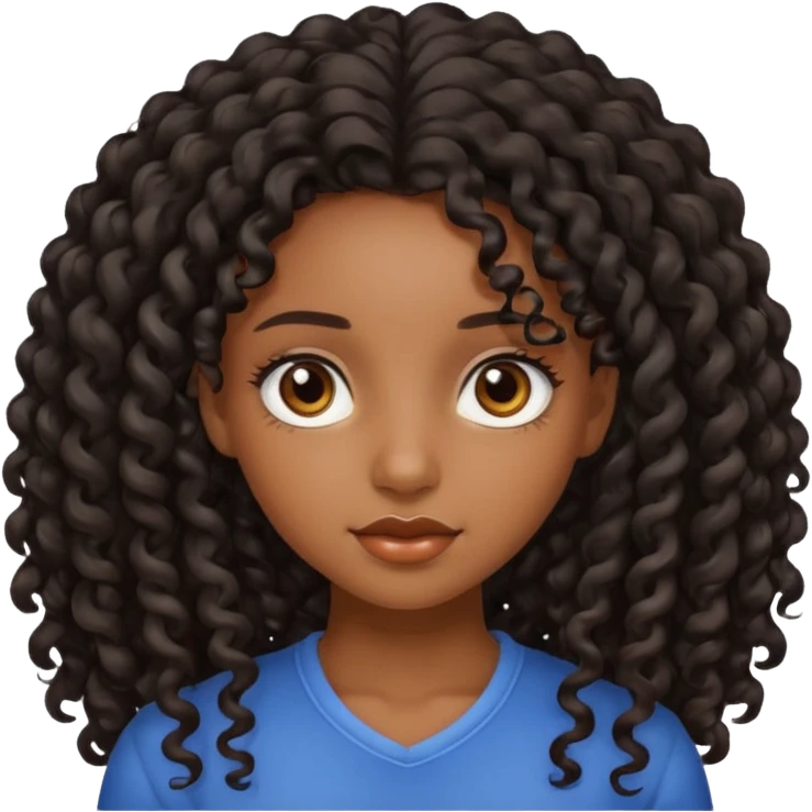 Black girl with long curly hair emoji