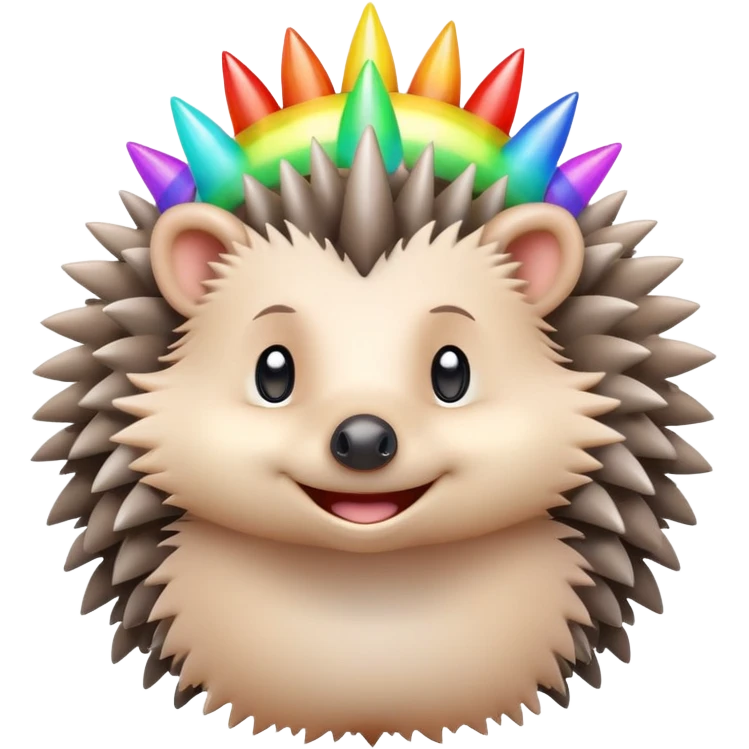 Hedgehog with cloud-like spikes and rainbow halo emoji