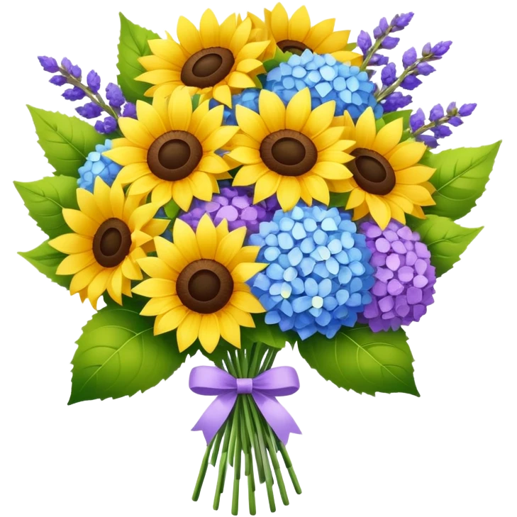 Sunflower hydrangea lavender bouquet  emoji