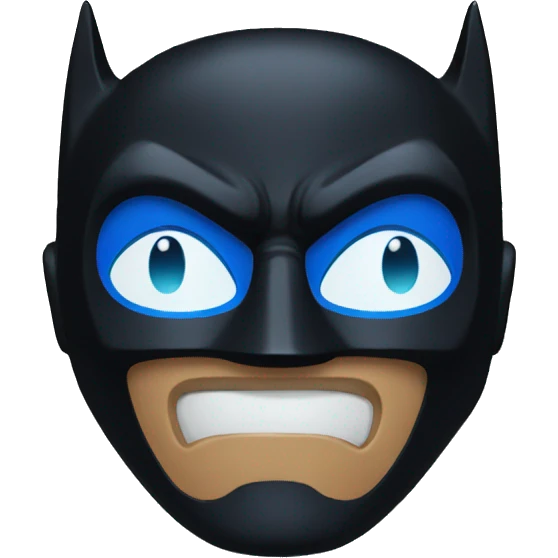 Dark Batman mask with blue eyes and black skin  emoji