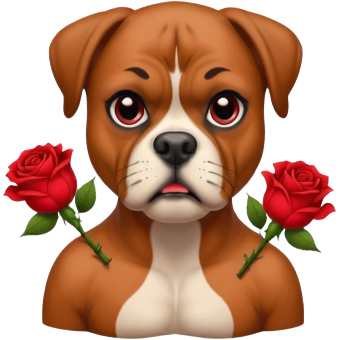 boxer dog with red rose tattoo emoji