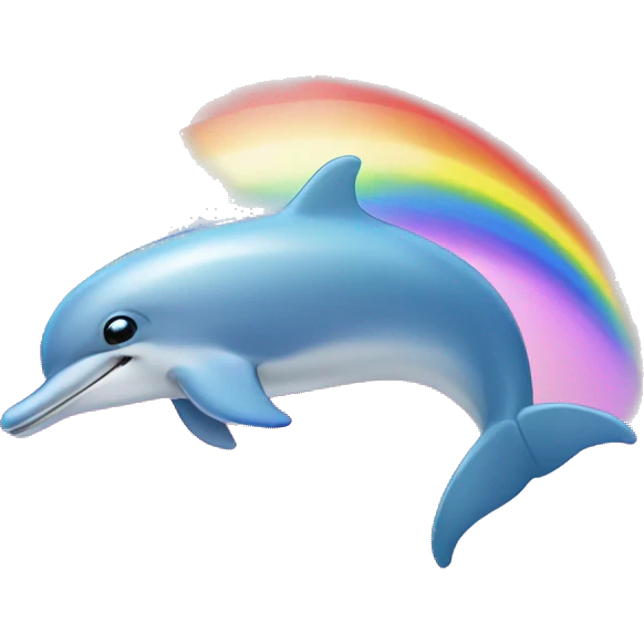 Dolphin swimming in rainbows emoji