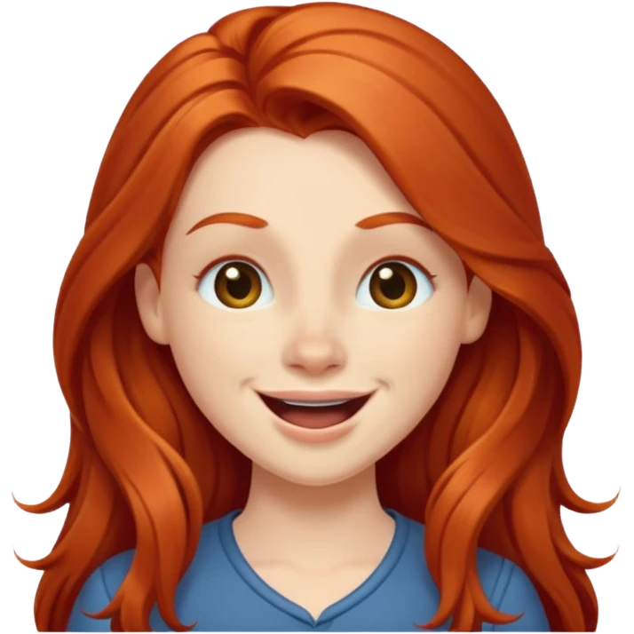 Excited long haired redhead winking emoji