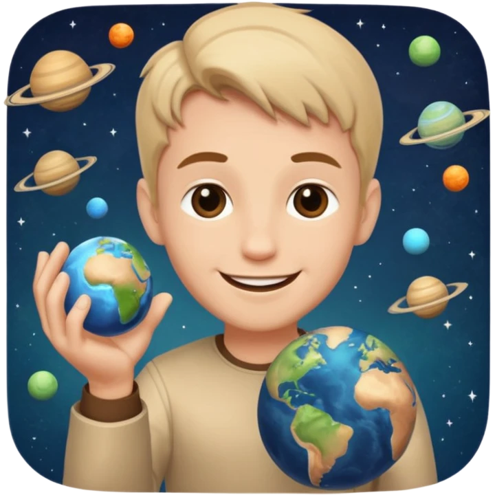 Emoji-scale god pinching a tiny planet emoji
