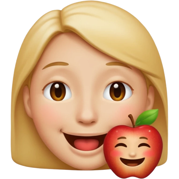 Make me an apple emoji of a person smiling with eyes closed and an open mouth with no teeth emoji