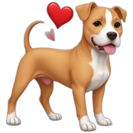 Cute light brown Pitbull wth a heart emoji