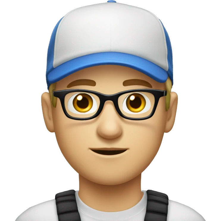 A young white man wearing a blue cap and black glasses, cap!!!!!!!!!!!!!!!!!!!!!!!!!!!!!!!!!!!!!!!!!!! emoji