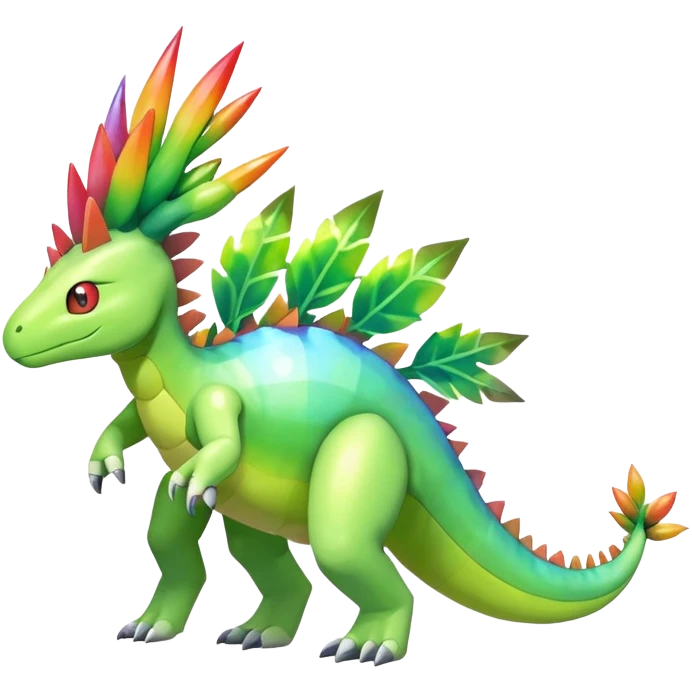 Shiny Colorful Iridescent Meganium-Amaura-fakemon (full body) emoji